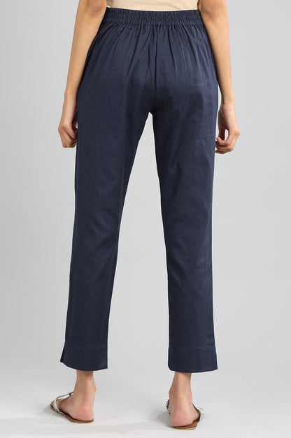 Blue Solid Trousers