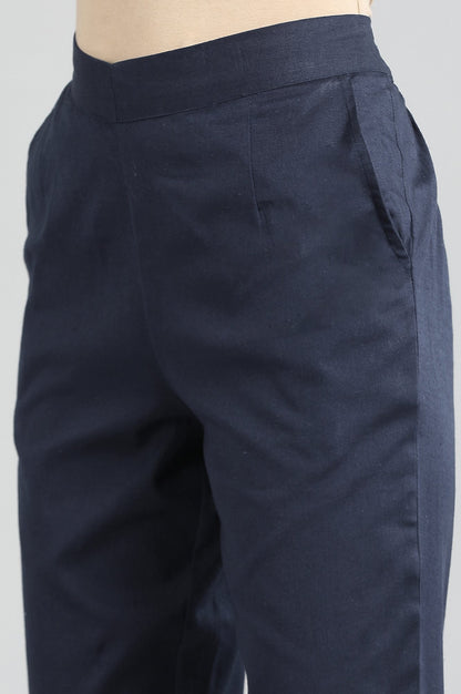 Blue Solid Trousers