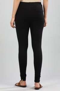 Black Solid Straight Cotton Churidar