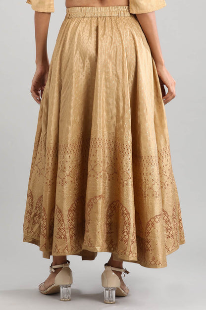 Gold Printed Flared Skirt