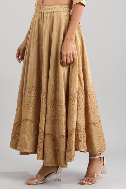 Gold Printed Flared Skirt