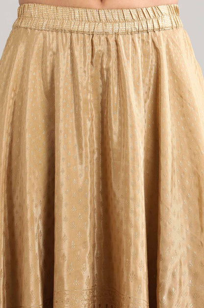 Gold Printed Flared Skirt