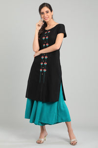 Black Round Neck Short Sleeves kurta