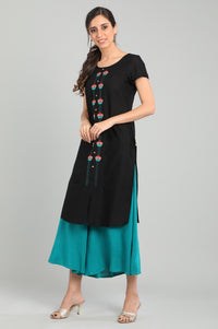 Black Round Neck Short Sleeves kurta