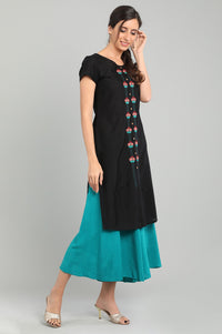 Black Round Neck Short Sleeves kurta