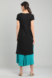 Black Round Neck Short Sleeves kurta