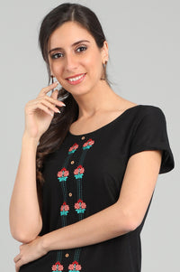 Black Round Neck Short Sleeves kurta