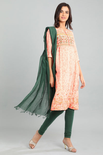 Orange Round Neck Printed kurta