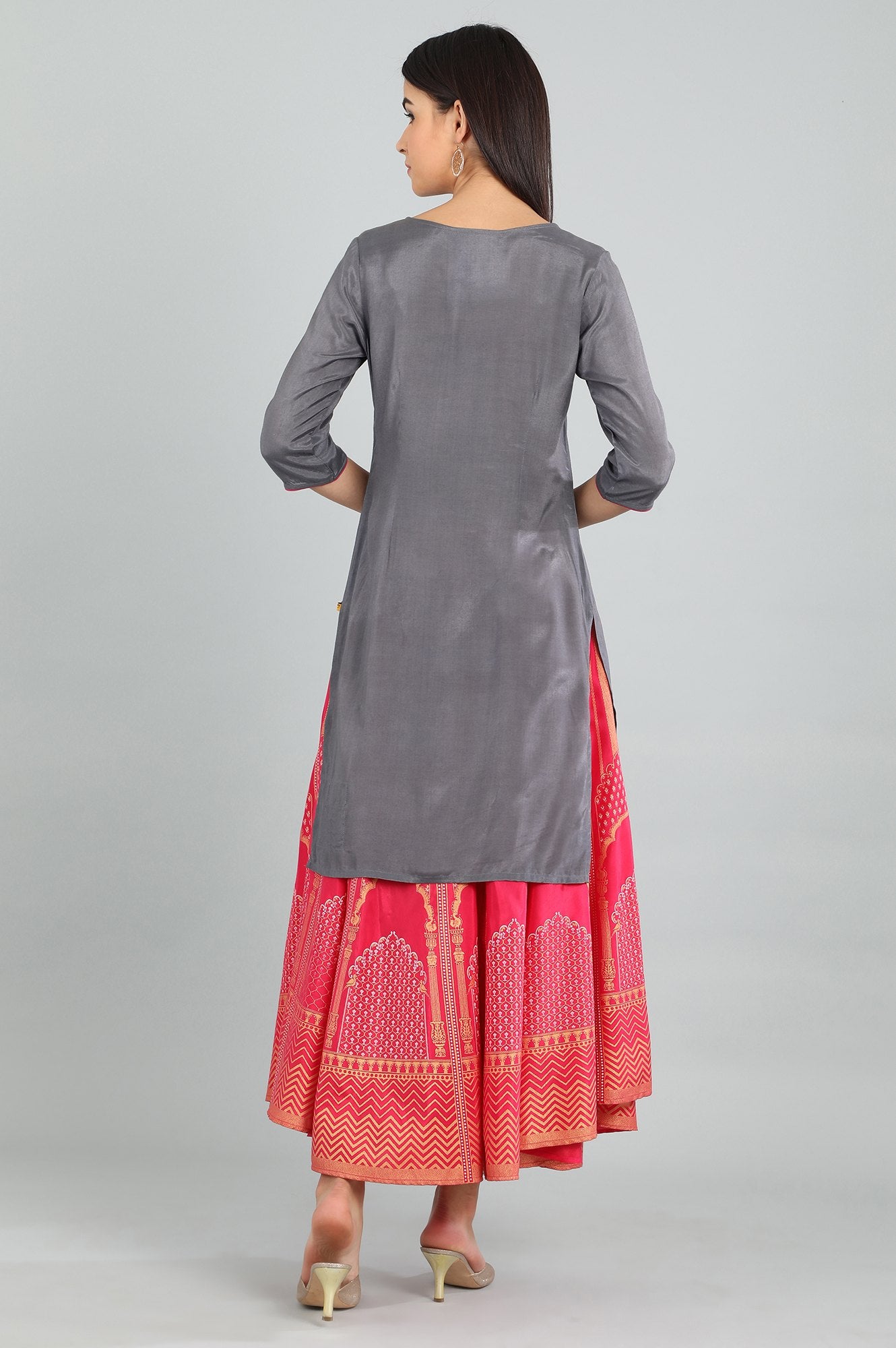 Grey Round Neck Tassel kurta