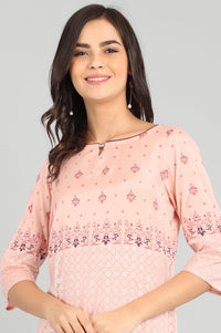Pink Round Neck Printed kurta