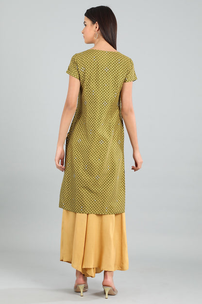 Green Round Neck Printed kurta