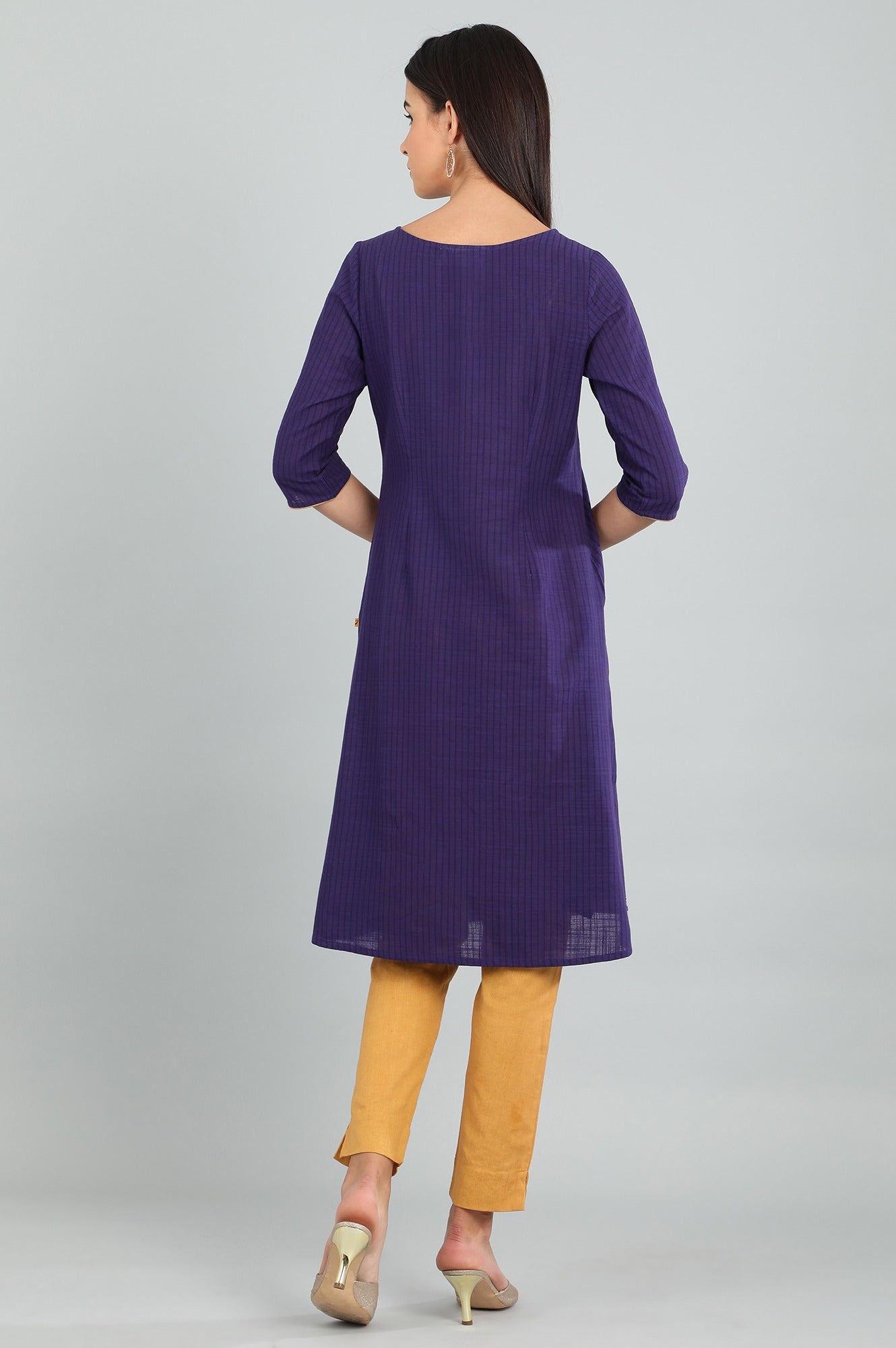 Purple Round Neck Printed kurta