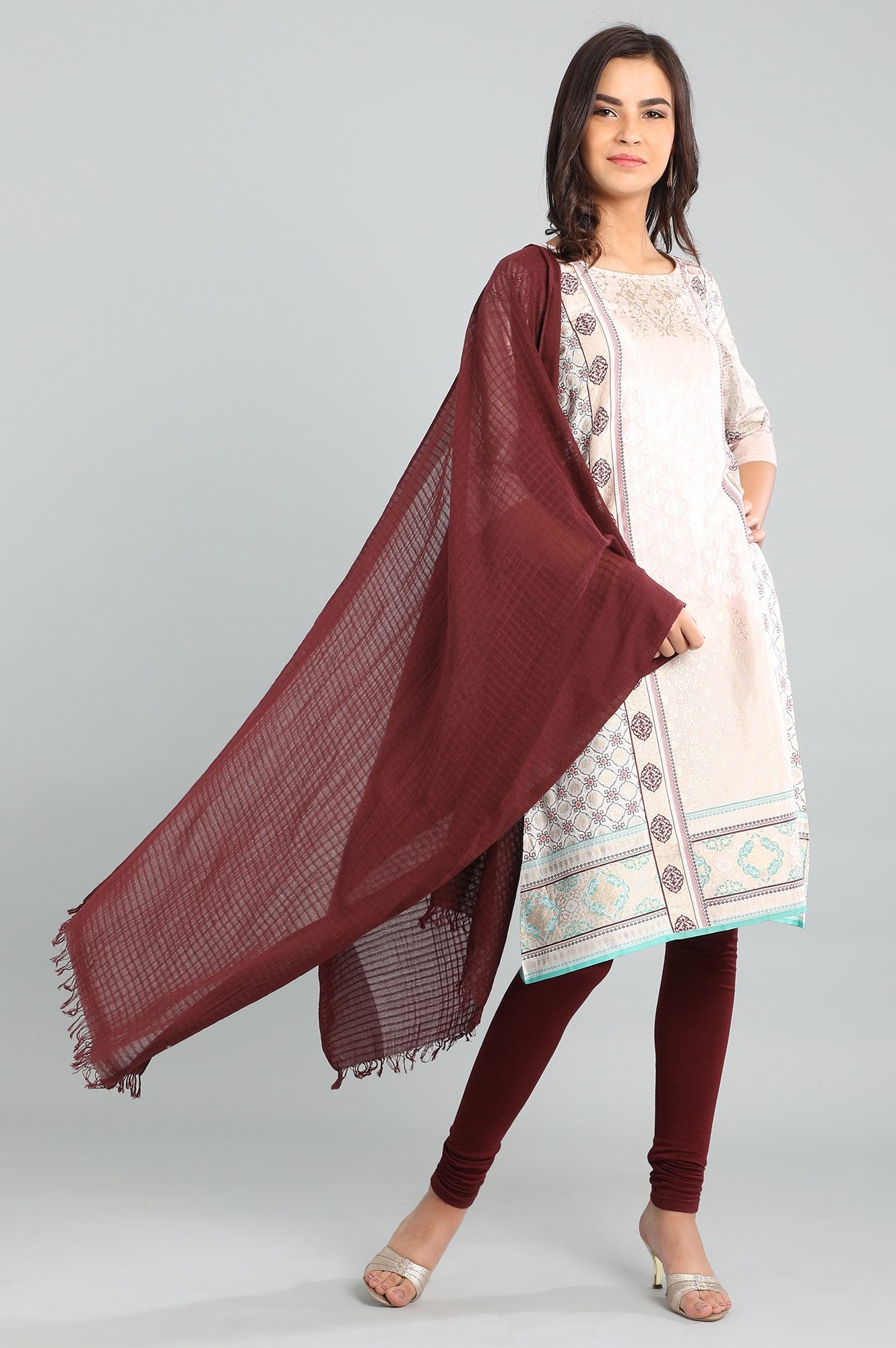 Pink Round Neck Printed kurta