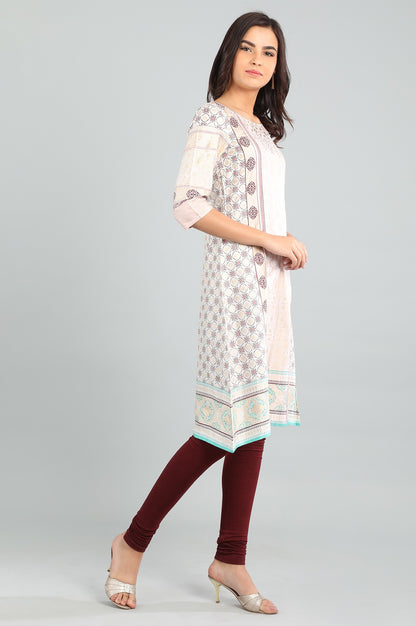 Pink Round Neck Printed kurta