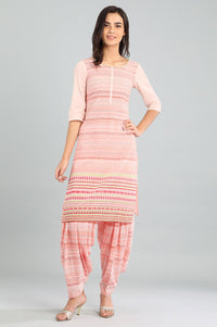 Pink Round Neck Printed kurta
