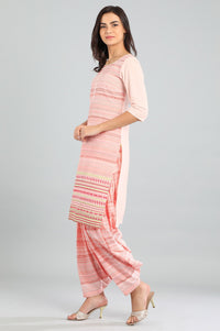Pink Round Neck Printed kurta