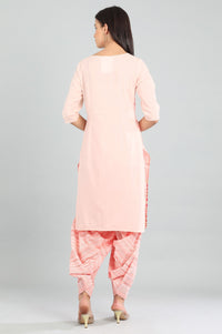 Pink Round Neck Printed kurta