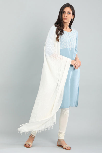 Blue Round Neck Yarn-dyed kurta