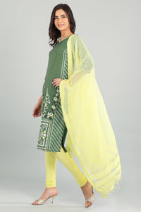 Green Round Neck Printed kurta