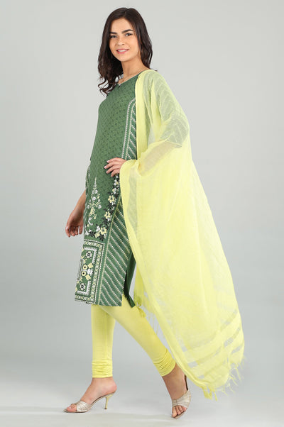 Green Round Neck Printed kurta