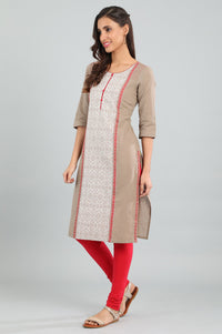 Brown Round Neck Yarn-dyed kurta