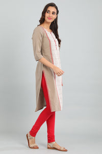 Brown Round Neck Yarn-dyed kurta