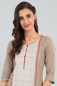Brown Round Neck Yarn-dyed kurta