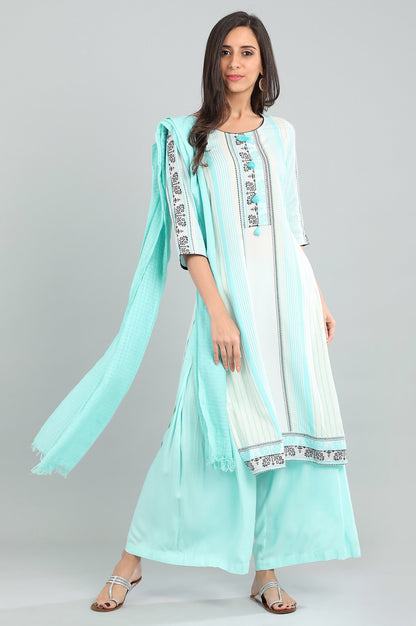 Blue Round Neck Yarn-dyed kurta