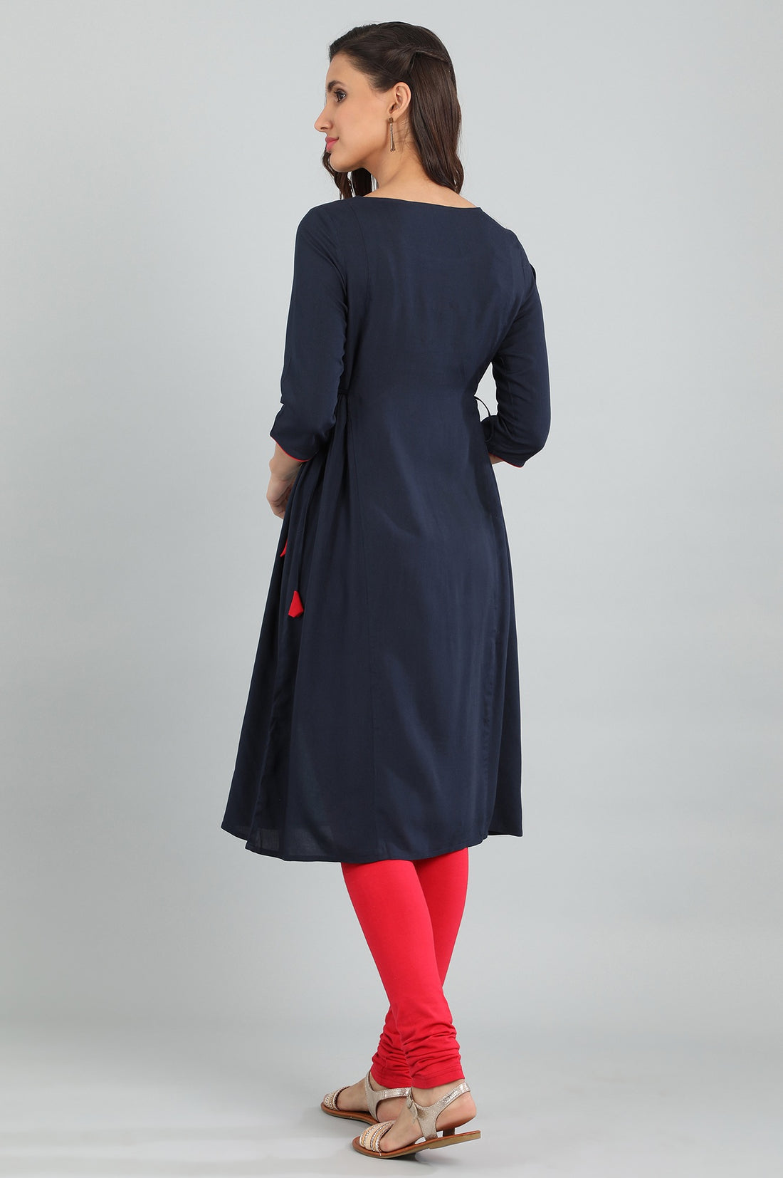 Blue Round Neck Printed kurta