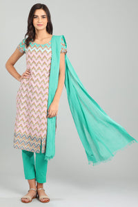 Pink Round Neck Printed kurta