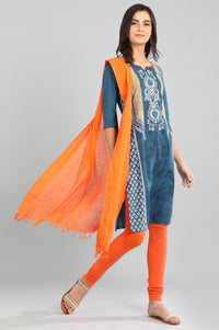 Blue Round Neck Printed kurta