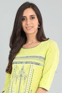 Green Round Neck Printed kurta