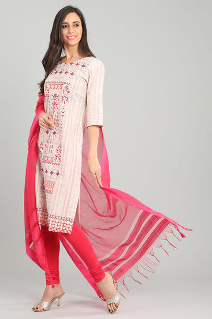 Beige Round Neck Printed kurta