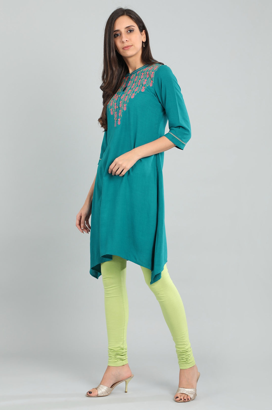 Blue Band Collar Solid kurta