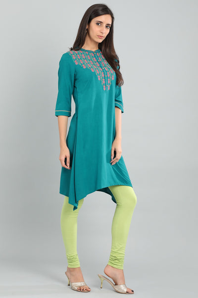 Blue Band Collar Solid kurta