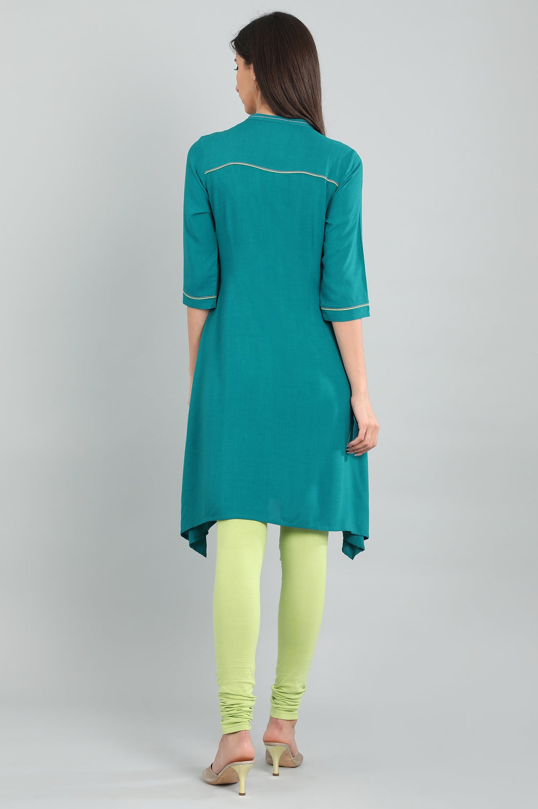 Blue Band Collar Solid kurta