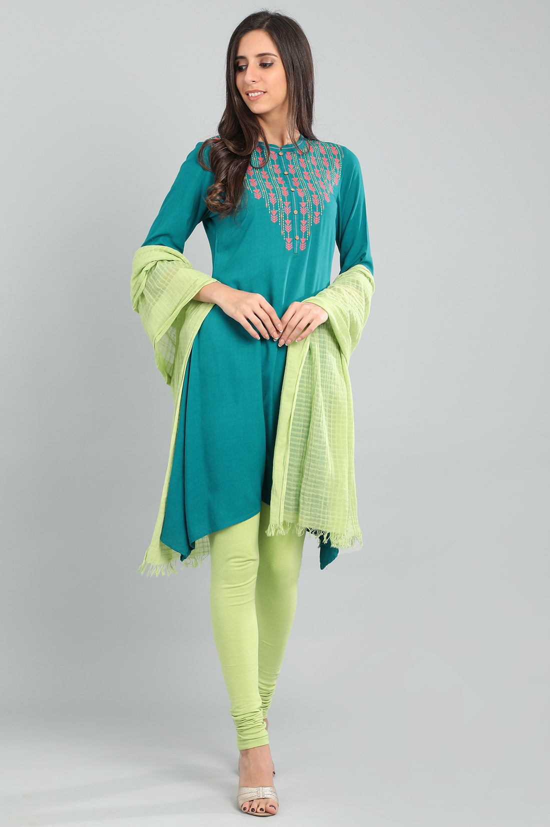 Blue Band Collar Solid kurta