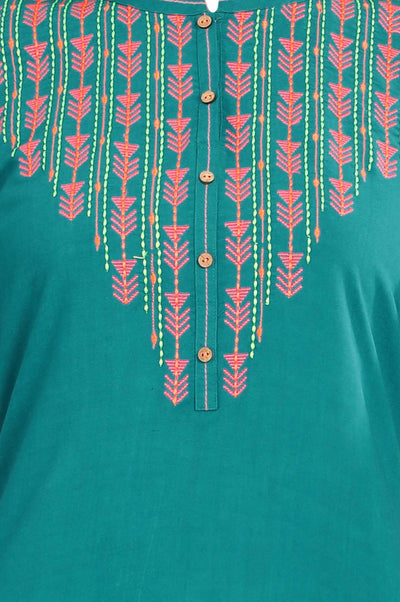Blue Band Collar Solid kurta