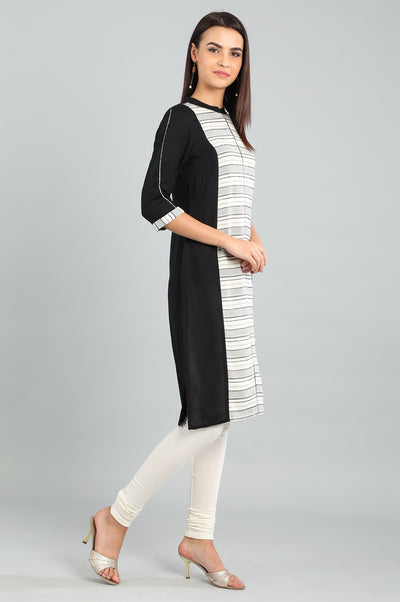 Black Band Collar Yarn-dyed kurta