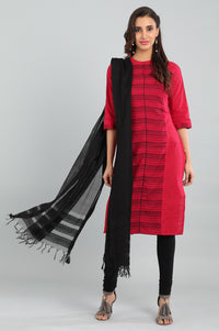 Black Band Collar Yarn-dyed kurta