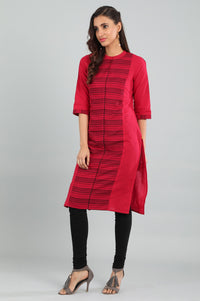Black Band Collar Yarn-dyed kurta