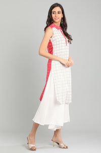 Pink Shirt Collar Printed kurta