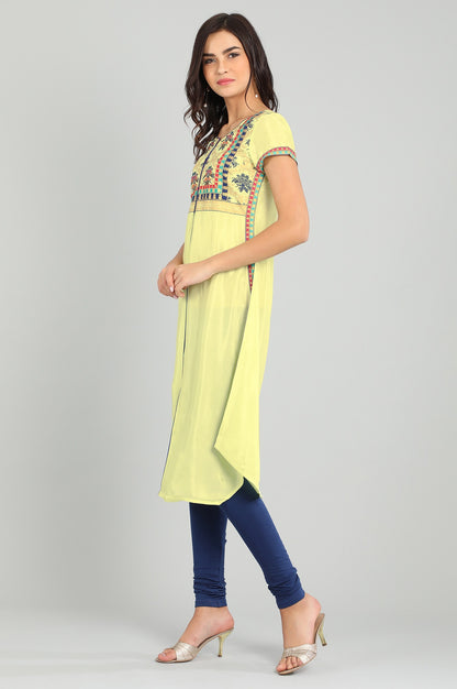 Green Round Neck Printed kurta