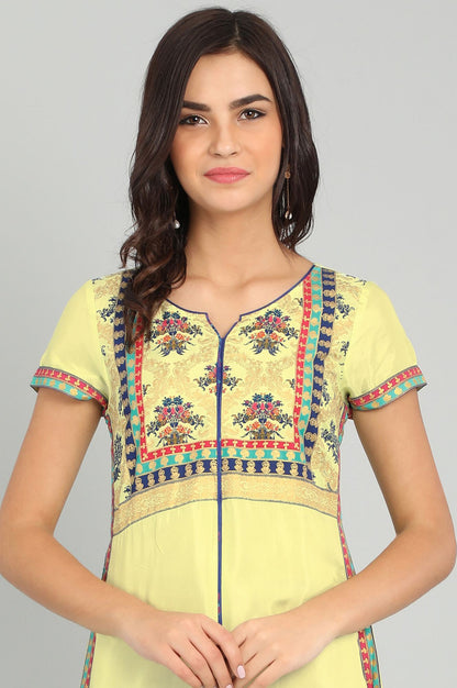 Green Round Neck Printed kurta