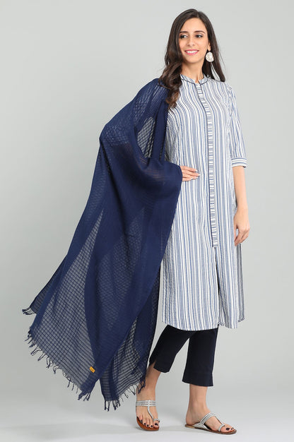 Blue Band Collar Yarn-dyed kurta