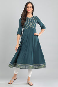 Blue Round Neck Yarn-dyed kurta