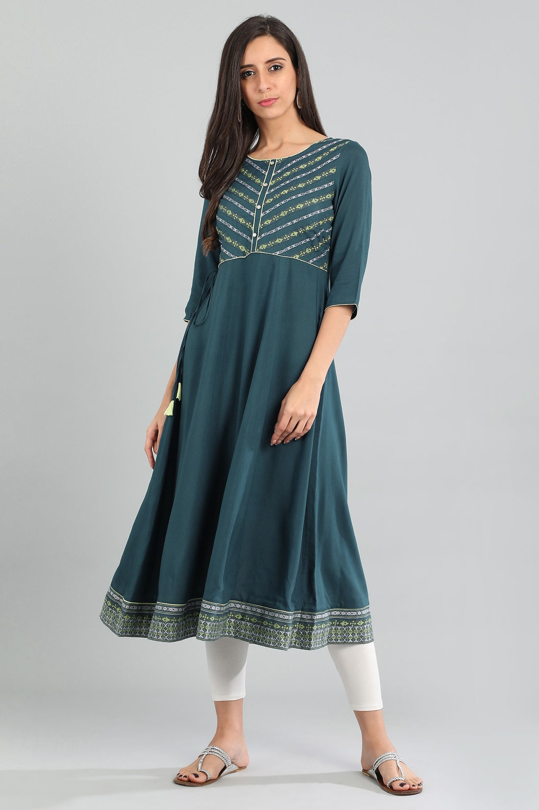 Blue Round Neck Yarn-dyed kurta