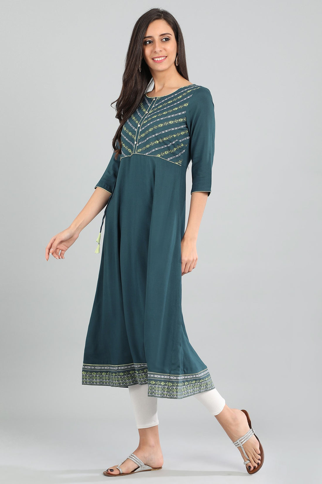 Blue Round Neck Yarn-dyed kurta