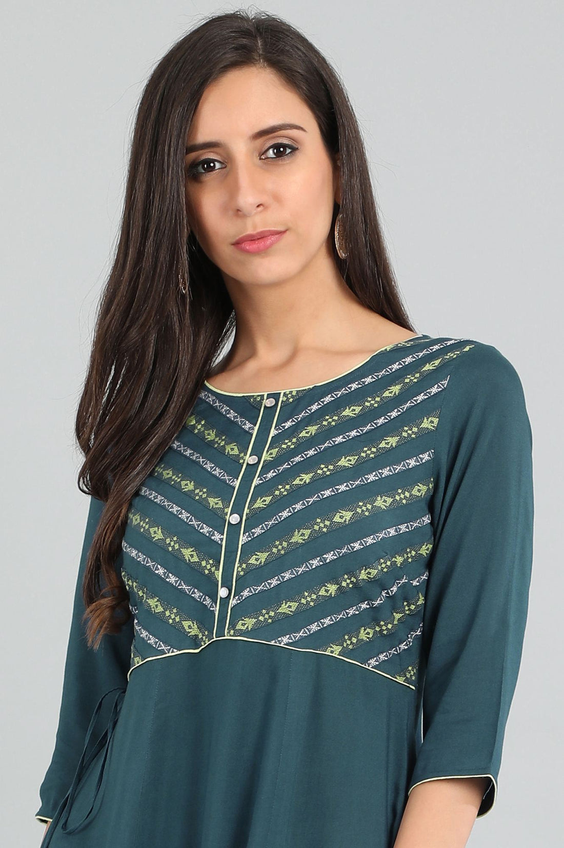 Blue Round Neck Yarn-dyed kurta