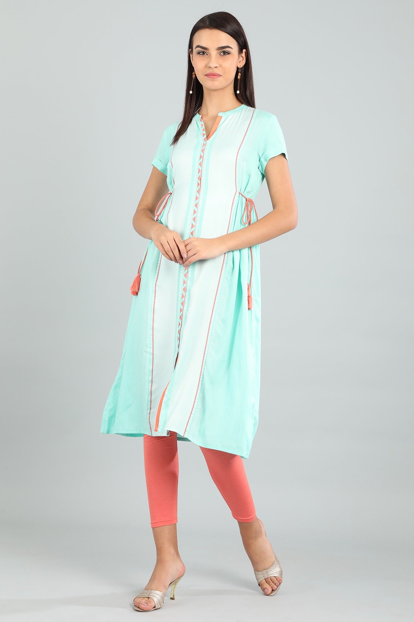 Blue Band Collar Yarn-dyed kurta